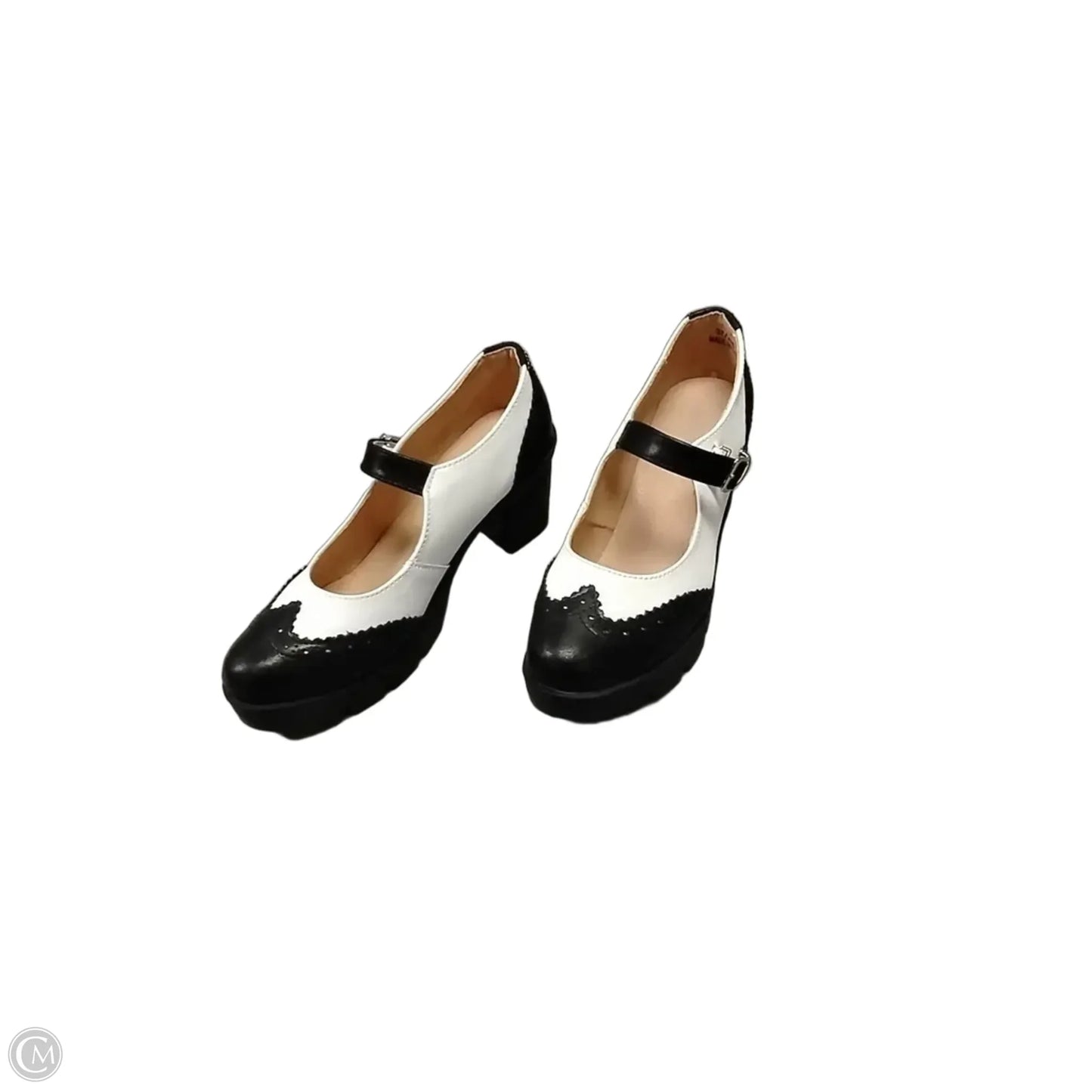 Sandals Heels Block By Cme In Black & White, Size: 6