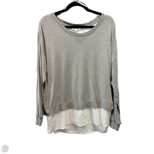 Blouse Long Sleeve By Calvin Klein In Grey, Size: L