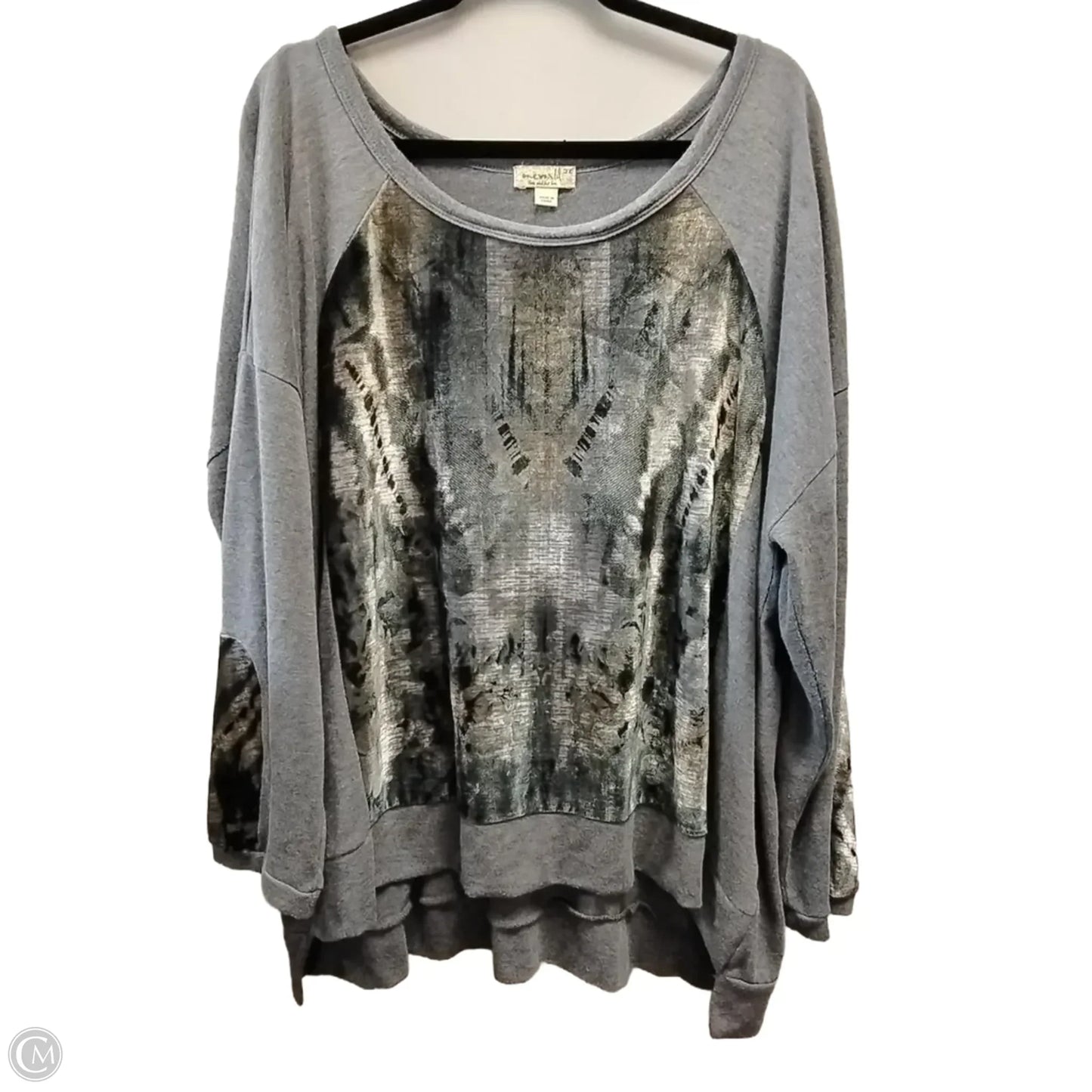 Top Long Sleeve By One World In Grey, Size: 3x