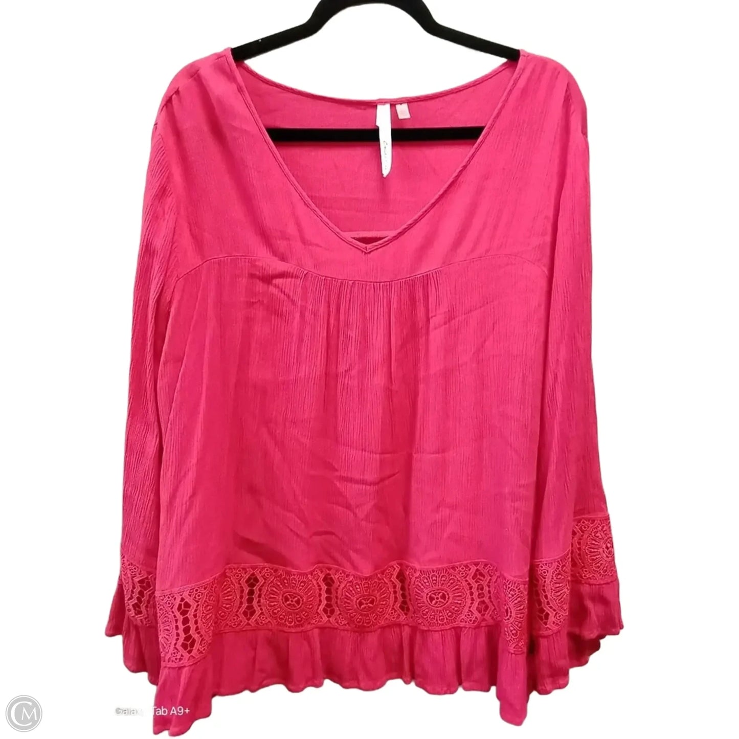 Blouse Long Sleeve By Ny Collection In Red, Size: Xl