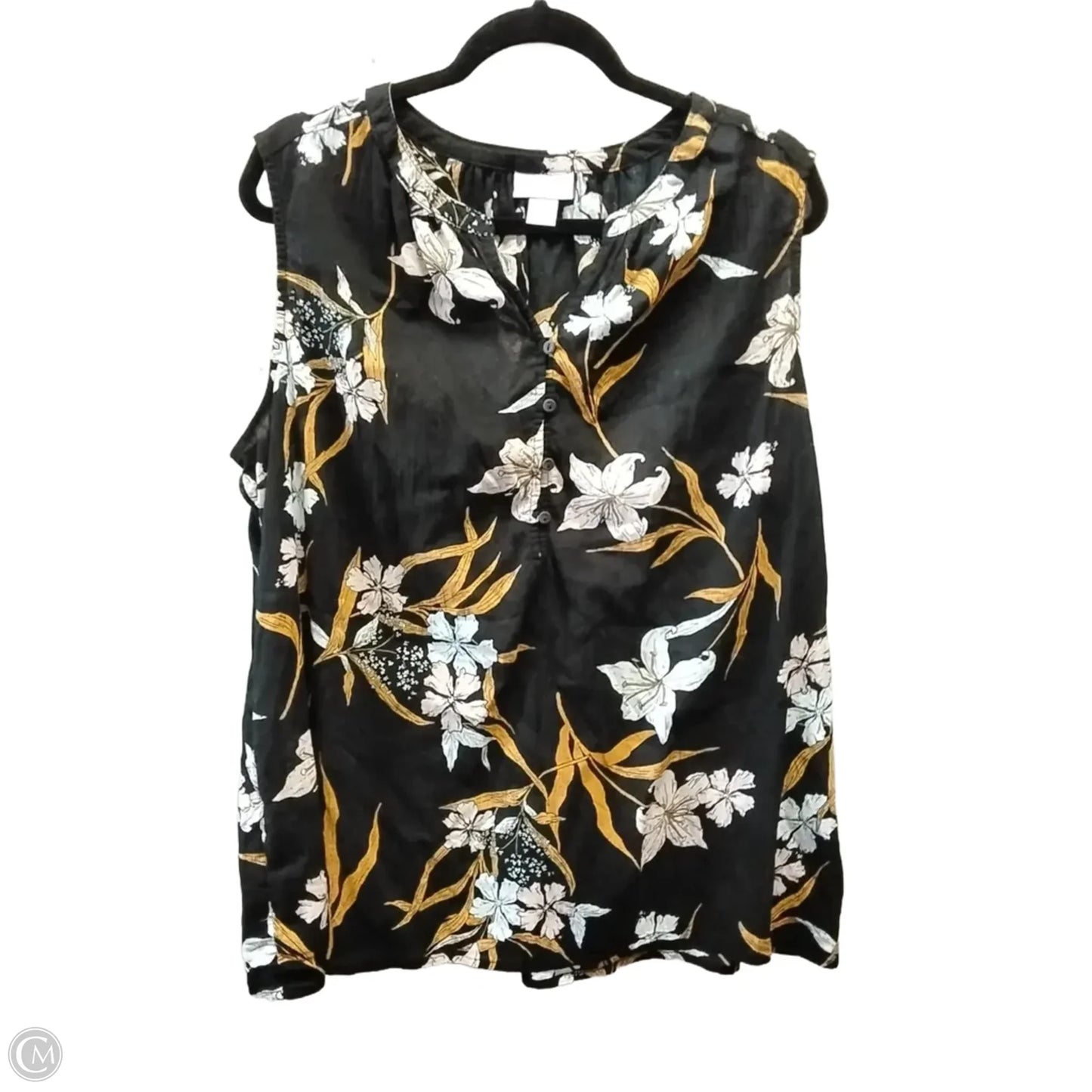 Blouse Sleeveless By Liz Claiborne In Floral Print, Size: Xxl