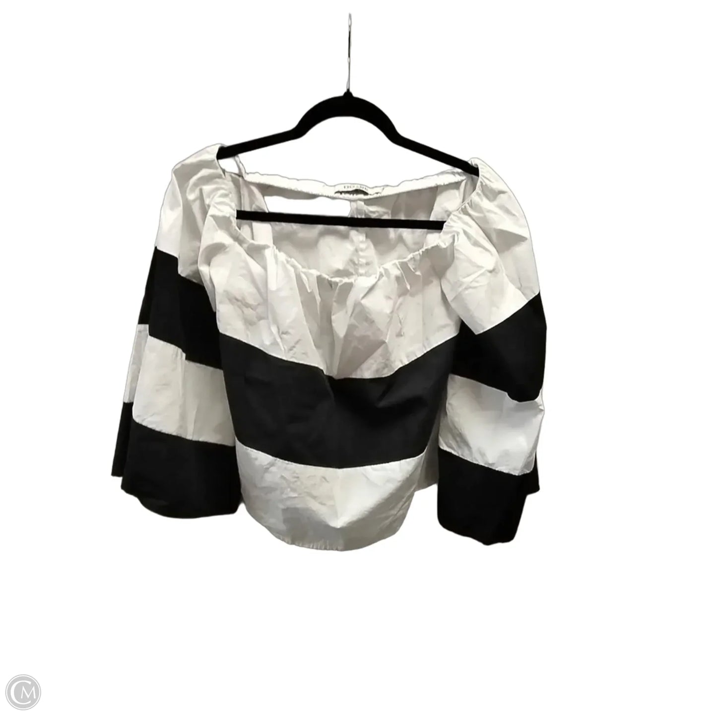 Blouse Long Sleeve By Do + Be In Blue & White, Size: M