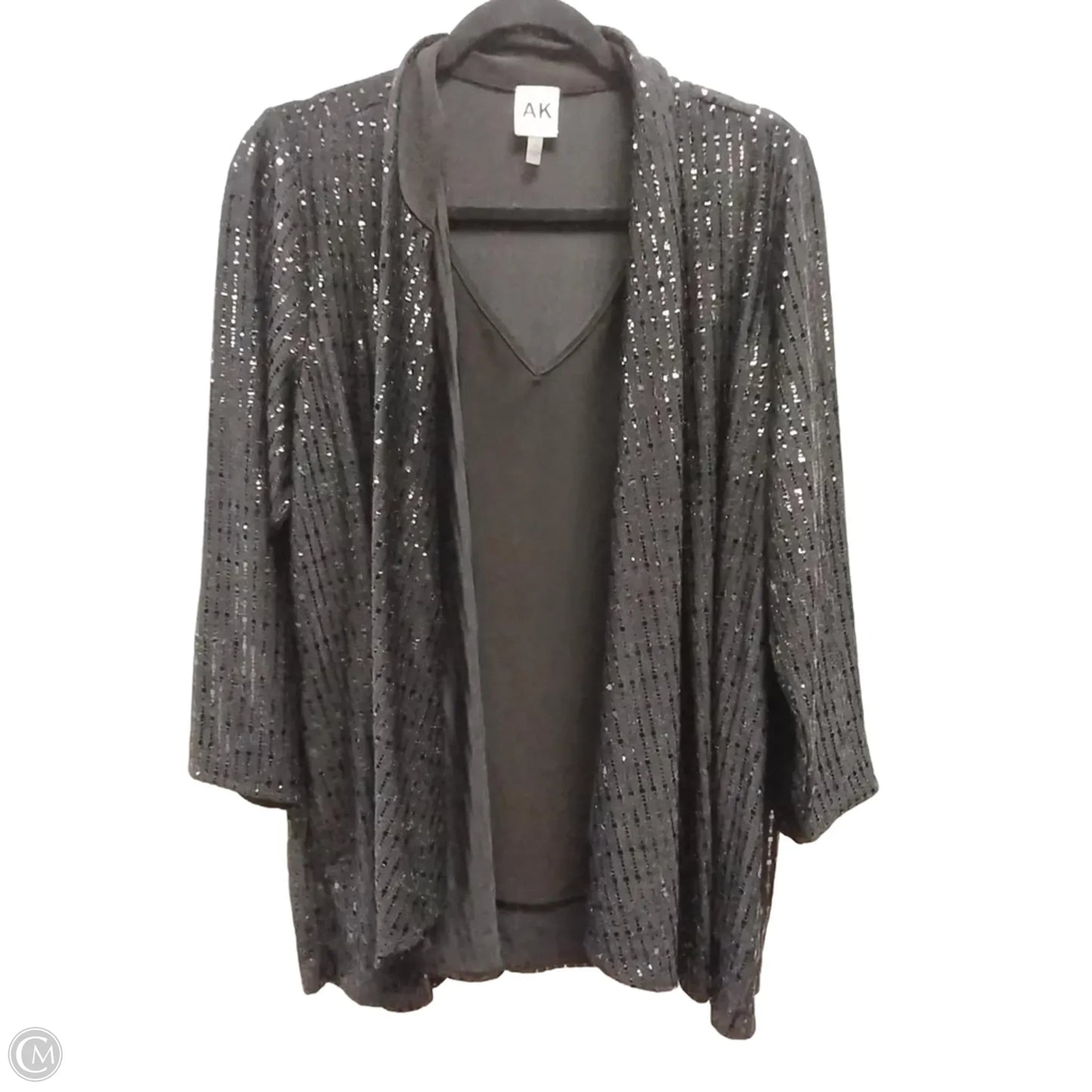 Top Long Sleeve By Anne Klein In Black, Size: 1x