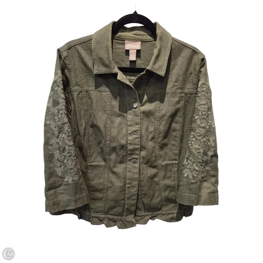 Jacket Shirt By Chicos In Green, Size: L
