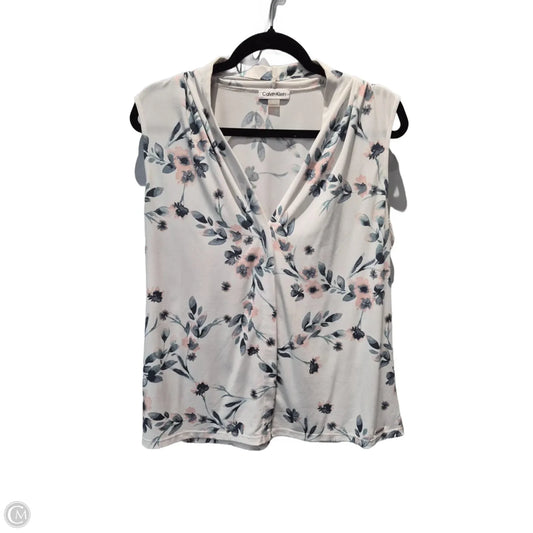 Blouse Sleeveless By Calvin Klein In White, Size: Xl