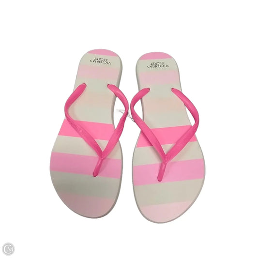 Sandals Flip Flops By Victorias Secret In Pink & White, Size: 7.5