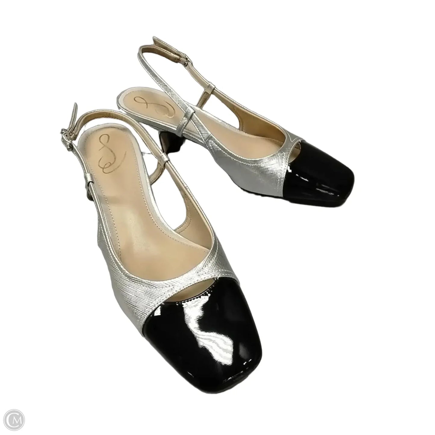 Sandals Heels Block By Sam Edelman In Black & Silver, Size: 8.5