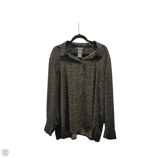 Blouse Long Sleeve By Chelsea And Theodore In Leopard Print, Size: Xxl