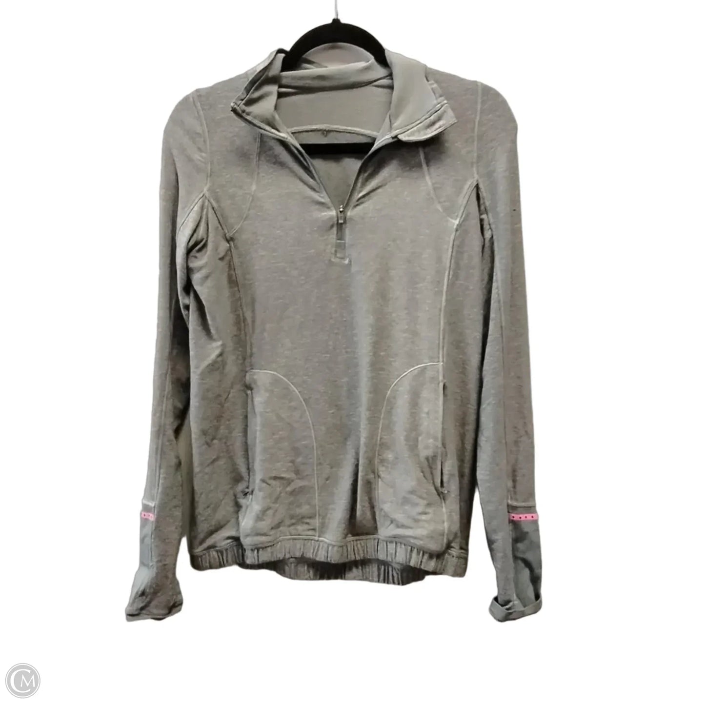 Athletic Top Long Sleeve Collar By Lululemon In Grey, Size: S
