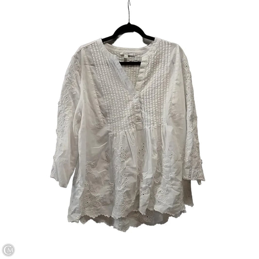 Blouse Long Sleeve By Chicos In White, Size: Xxl