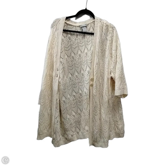 Cardigan By Catherines In Cream, Size: 3x