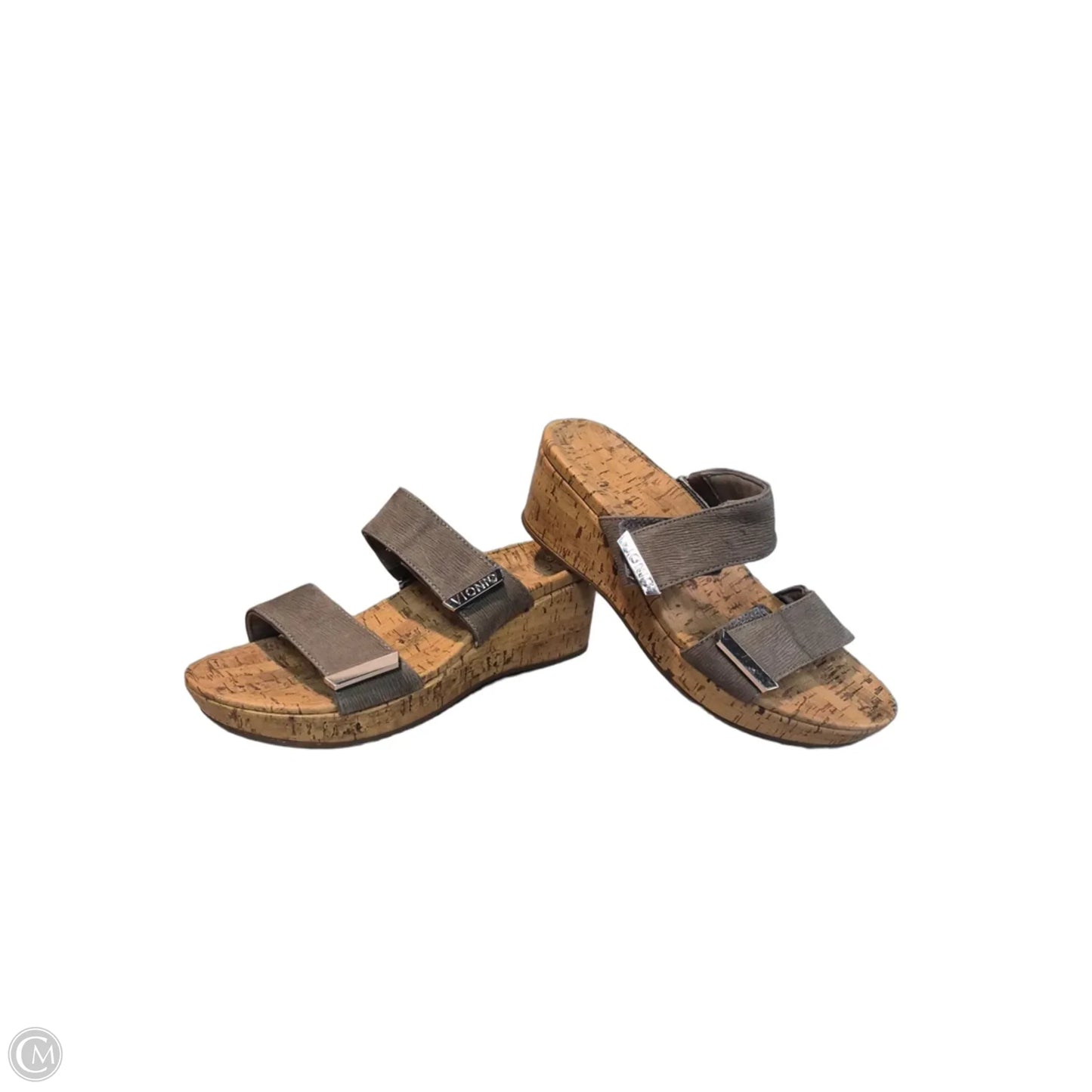 Sandals Heels Wedge By Vionic In Brown & Grey, Size: 9