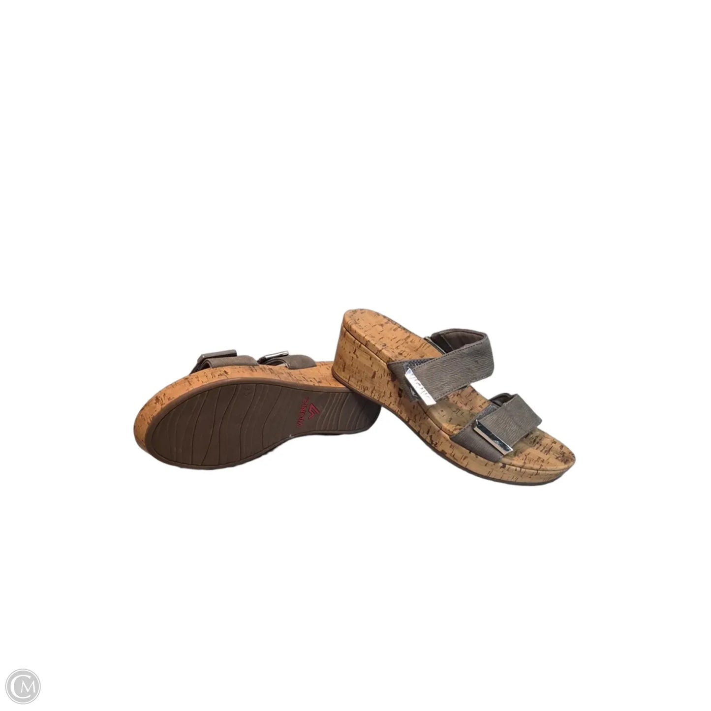 Sandals Heels Wedge By Vionic In Brown & Grey, Size: 9