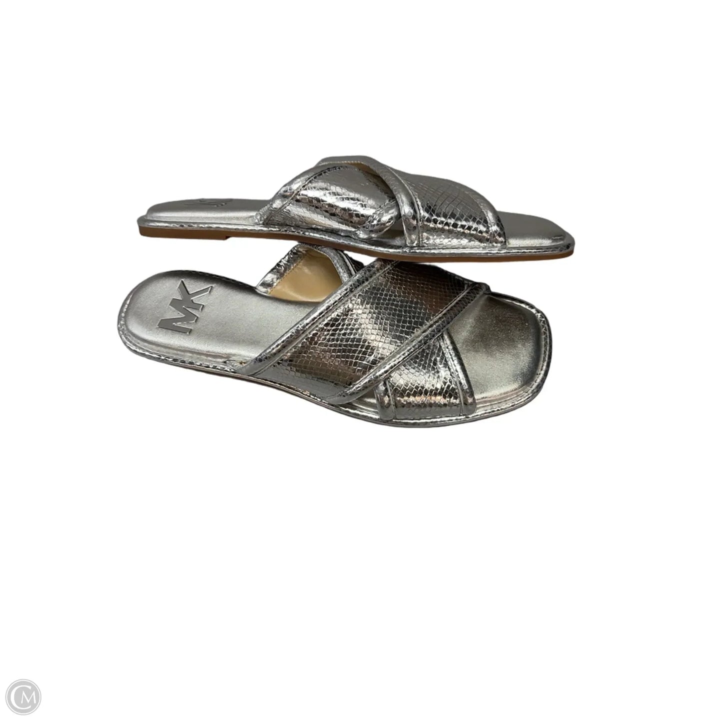 Sandals Flats By Michael By Michael Kors In Silver, Size: 10