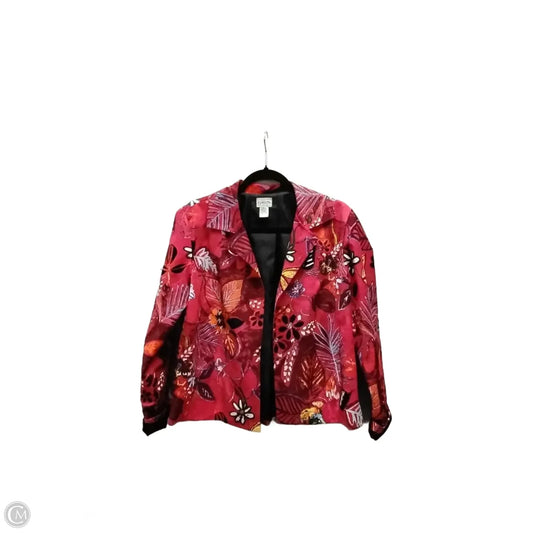 Blazer By Chicos In Floral Print, Size: M