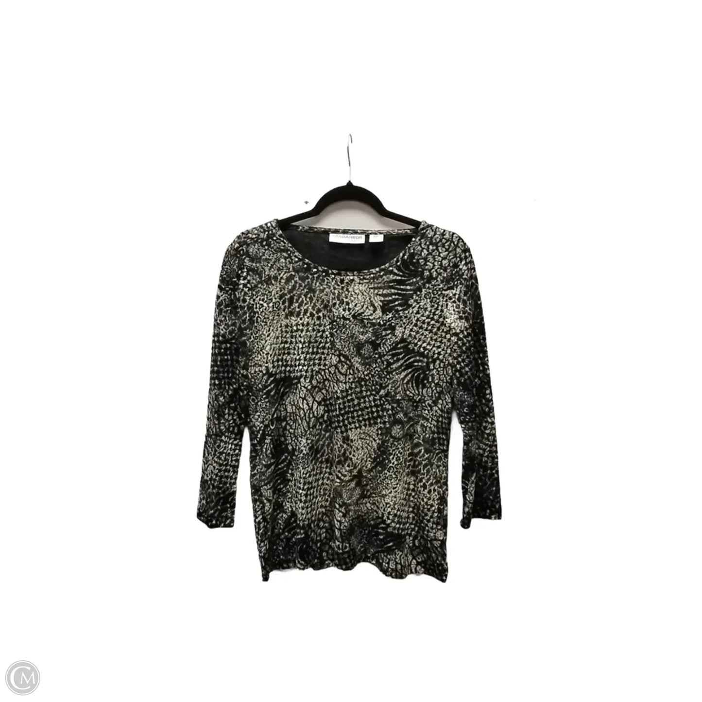 Top 2pc 3/4 Sleeve By Sag Harbor In Black & Cream, Size: S