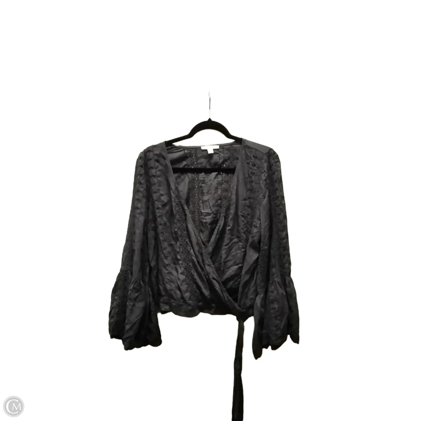 Blouse Long Sleeve By American Eagle In Grey, Size: L