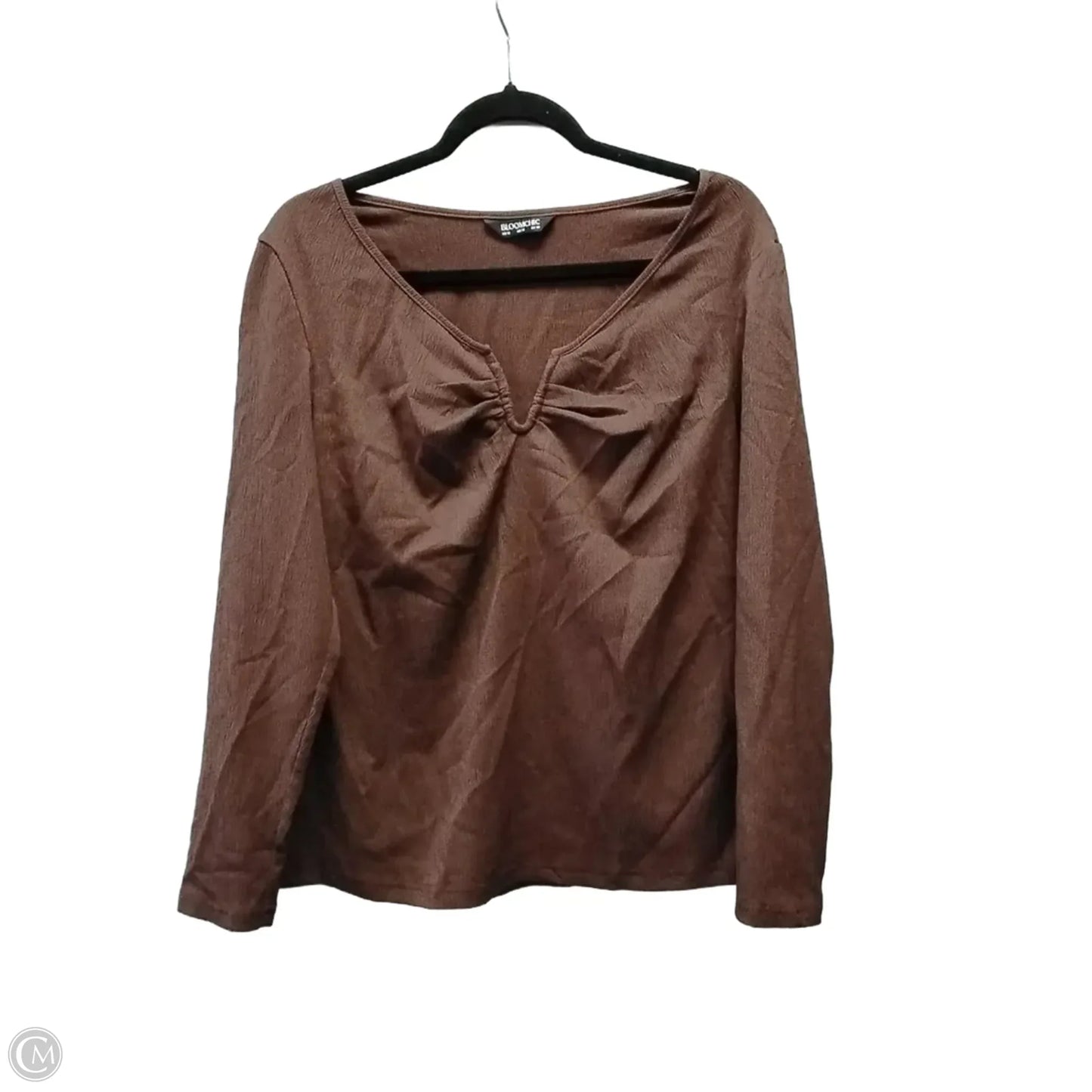 Blouse Long Sleeve By Bloomchic In Brown, Size: L