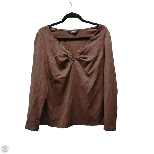 Blouse Long Sleeve By Bloomchic In Brown, Size: L