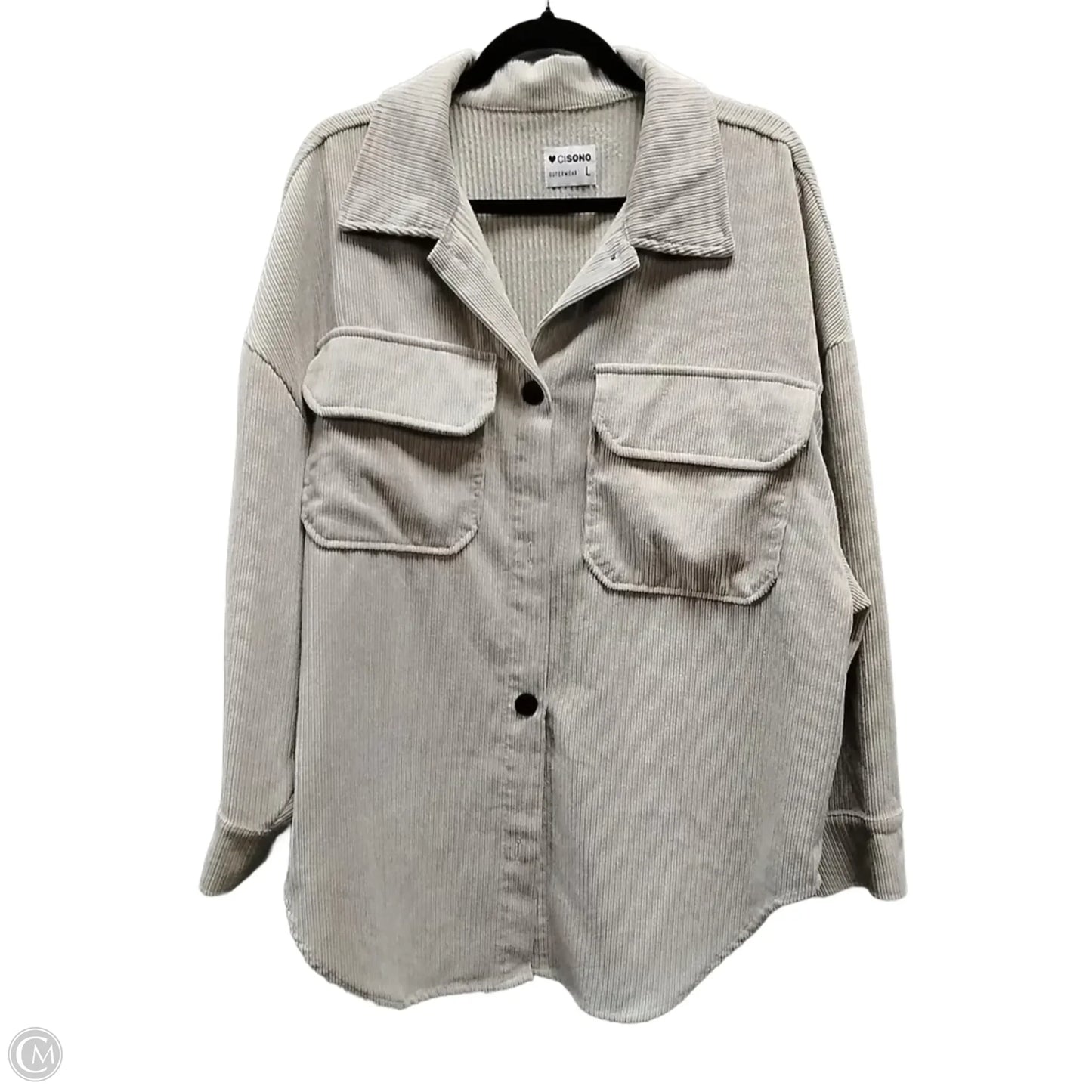 Jacket Shirt By Clothes Mentor In Cream, Size: L