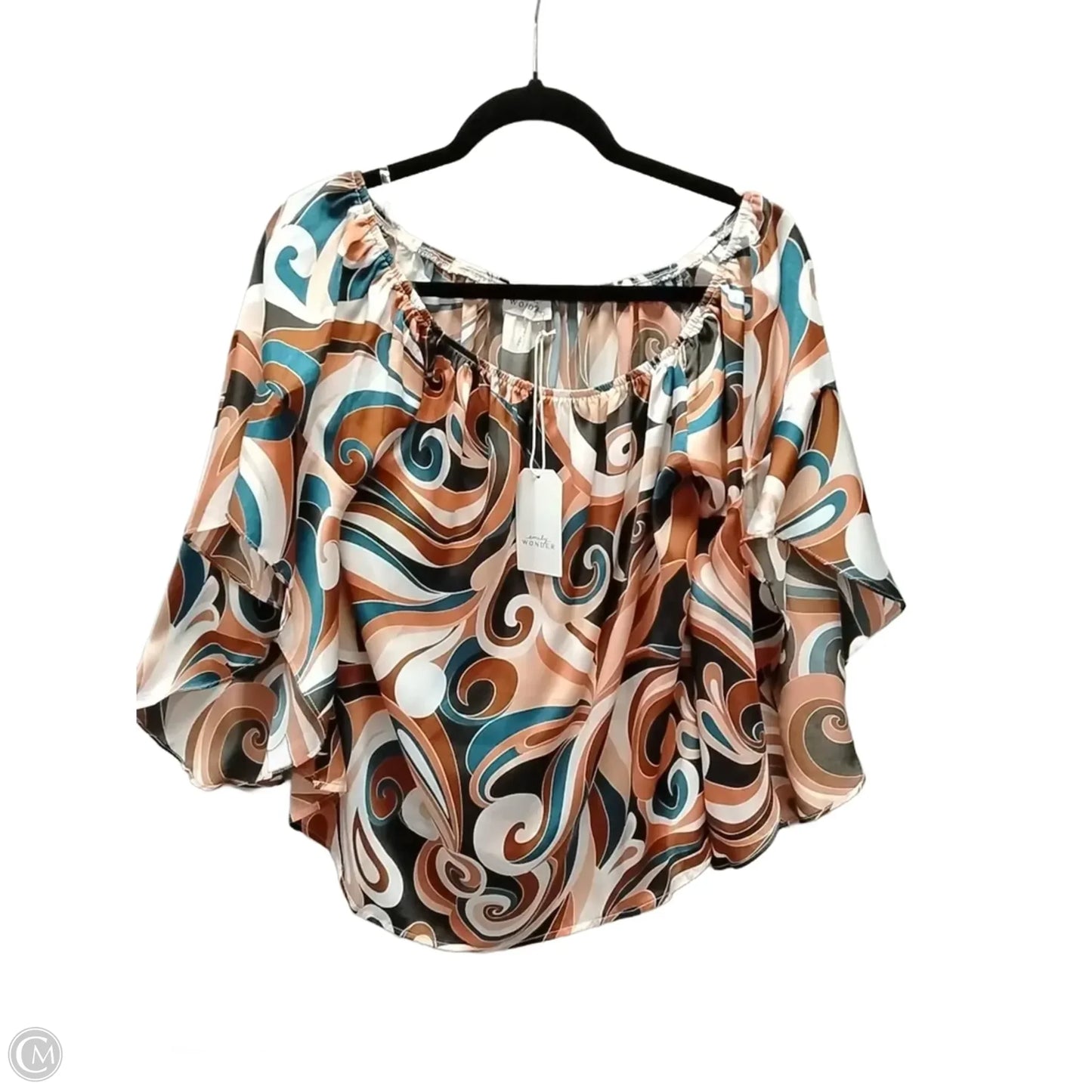 Blouse Short Sleeve By Emily Wonder In Peach, Size: L