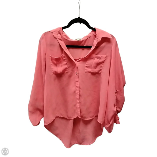 Blouse Long Sleeve By Clothes Mentor In Pink, Size: L