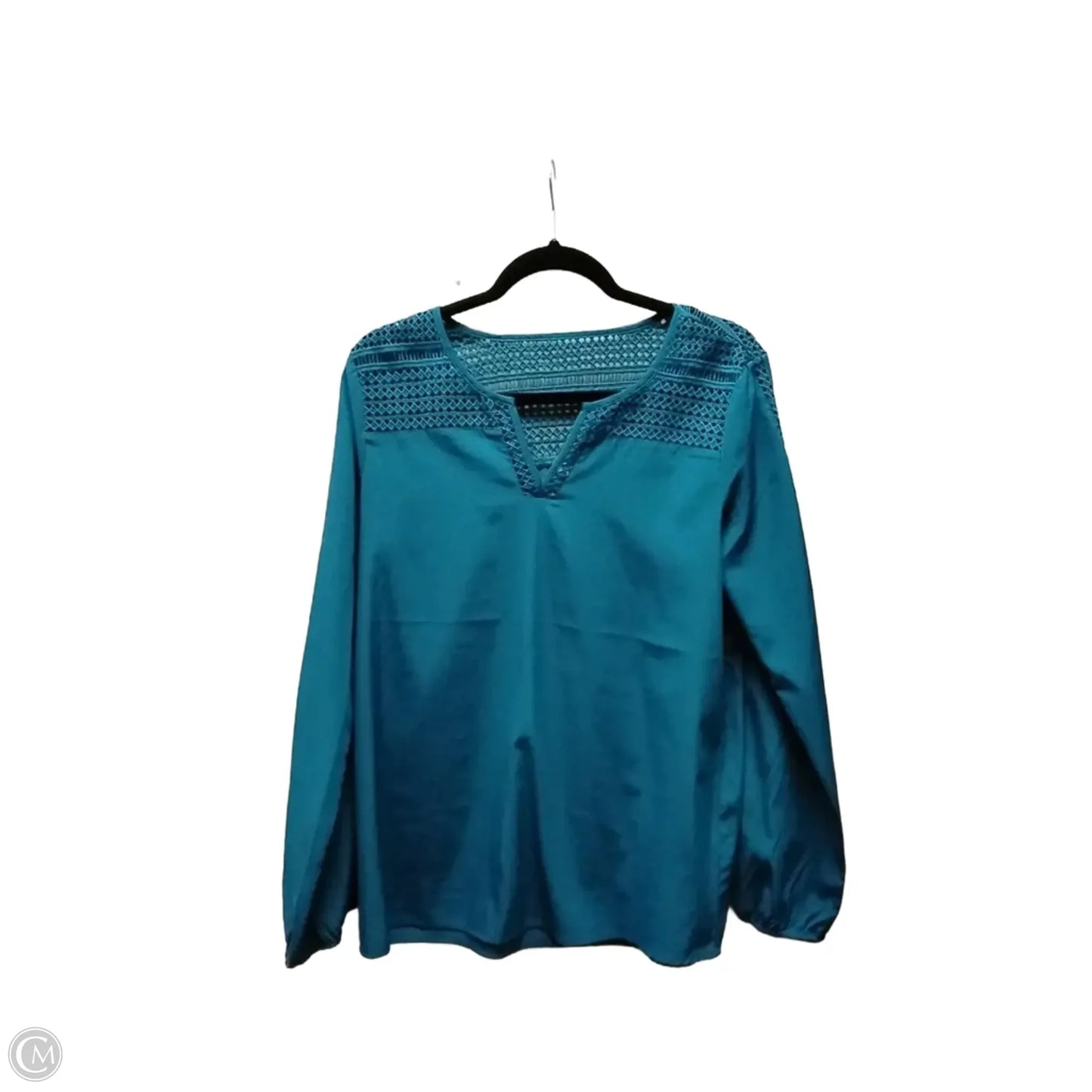 Blouse Long Sleeve By Bass In Blue, Size: S