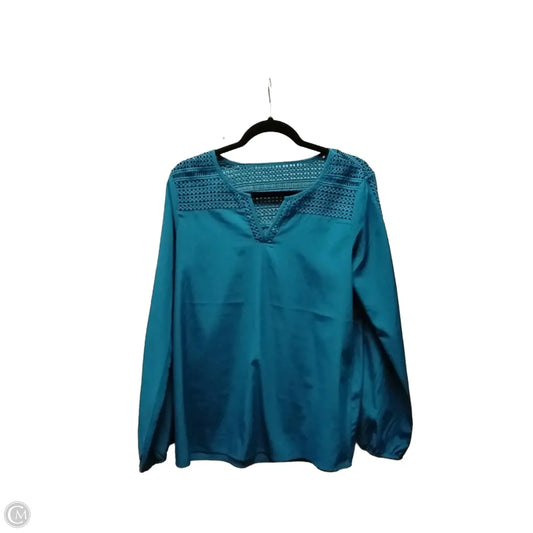 Blouse Long Sleeve By Bass In Blue, Size: S