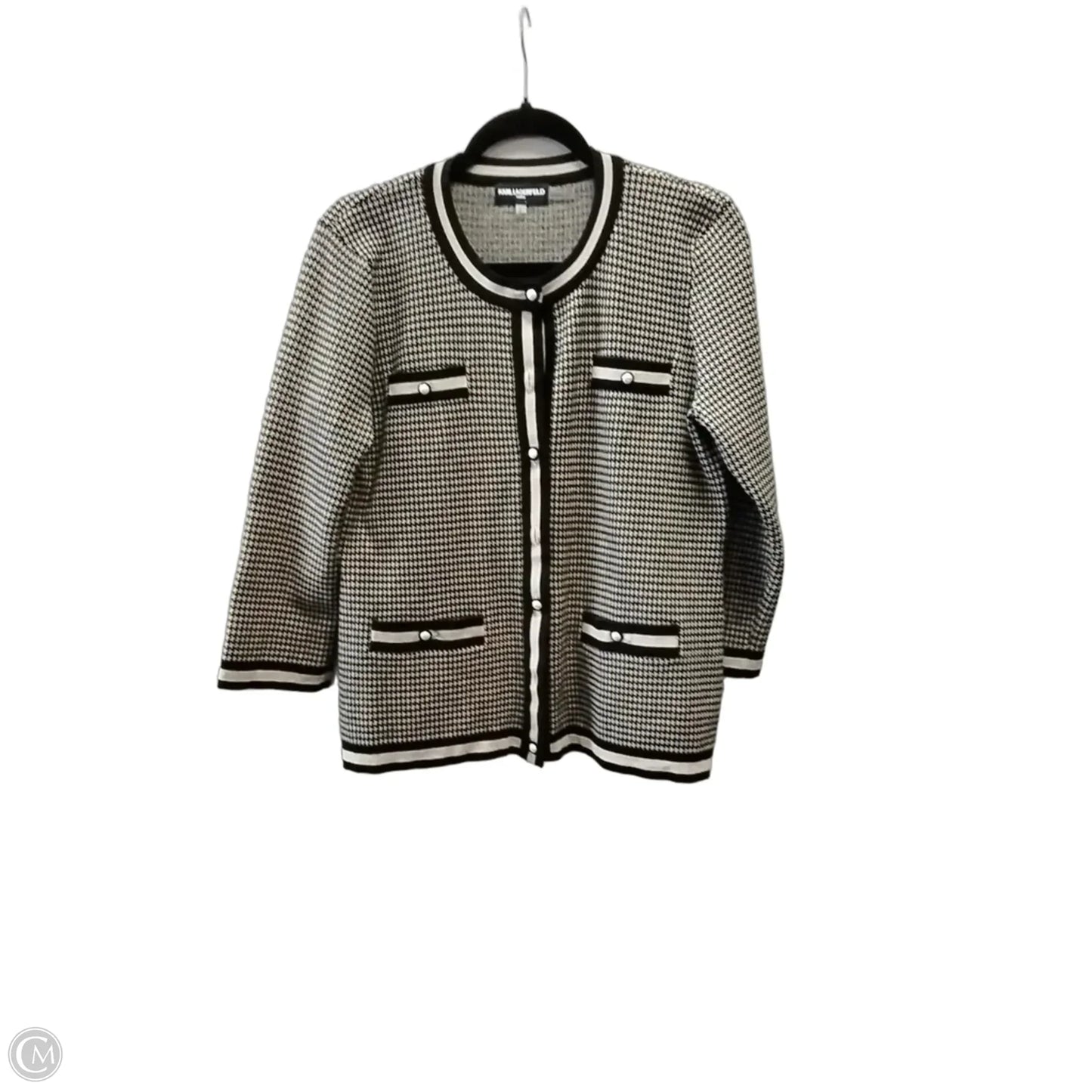 Sweater Designer By Karl Lagerfeld In Black & White, Size: L