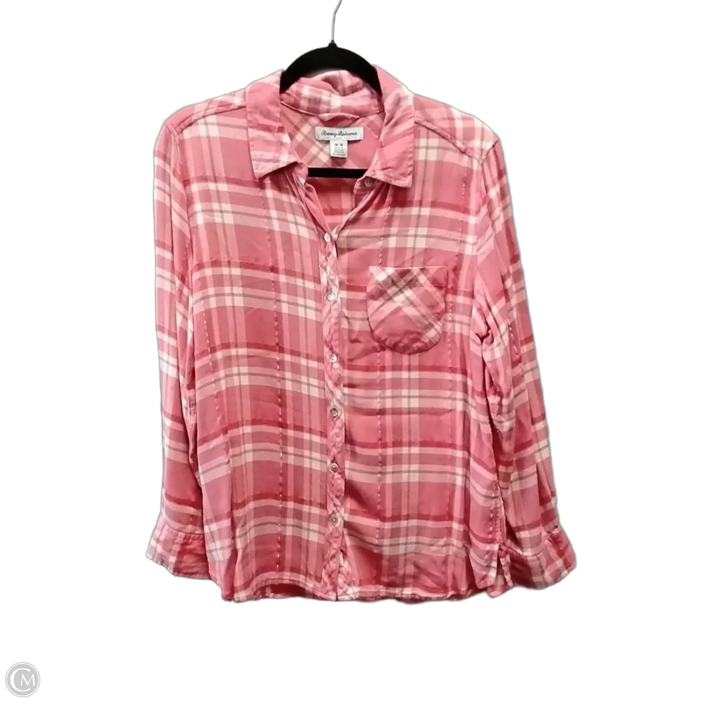 Top Long Sleeve By Tommy Bahama In Plaid Pattern, Size: M