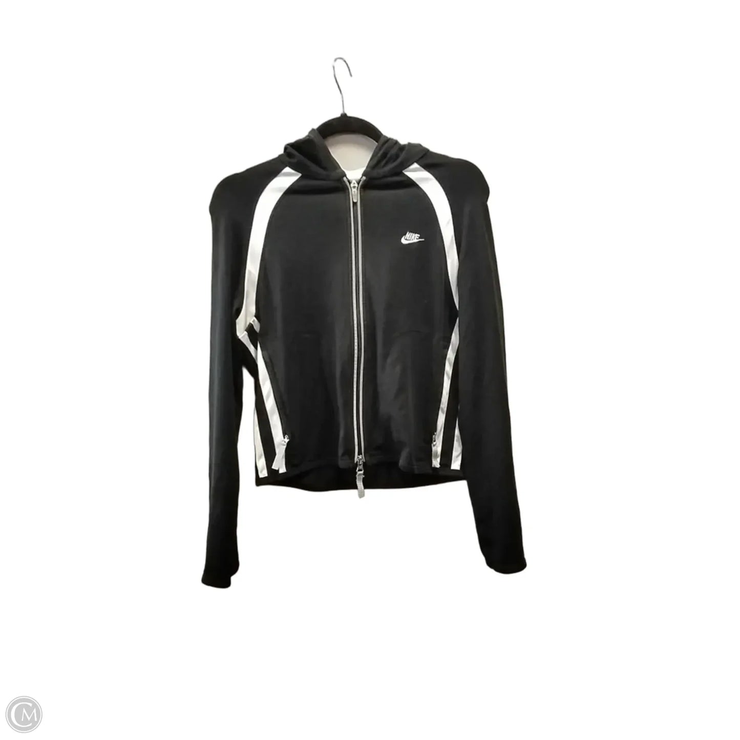Athletic Jacket By Nike In Black & White, Size: S