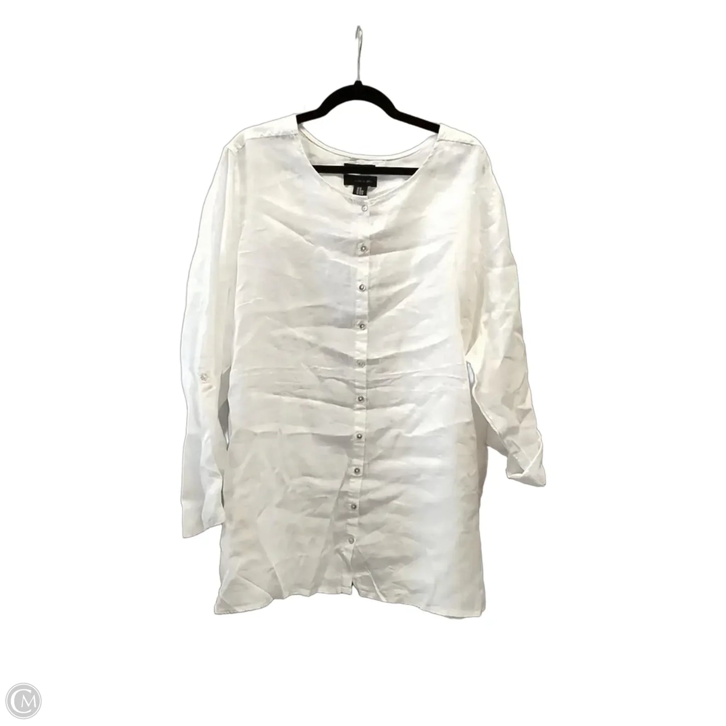 Top Long Sleeve By Tahari In White, Size: 3x