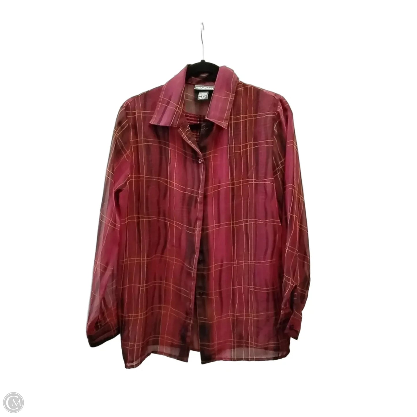 Top 2pc Long Sleeve By Notations In Plaid Pattern, Size: S