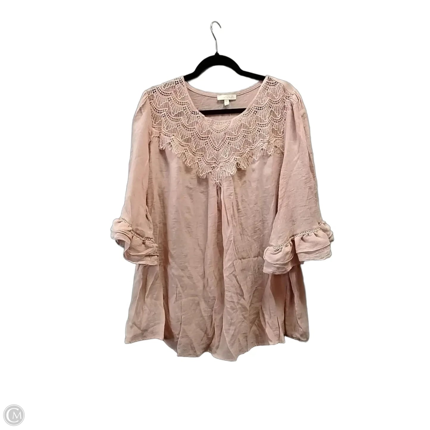 Top Long Sleeve By Figuero & Flower In Pink, Size: 3x