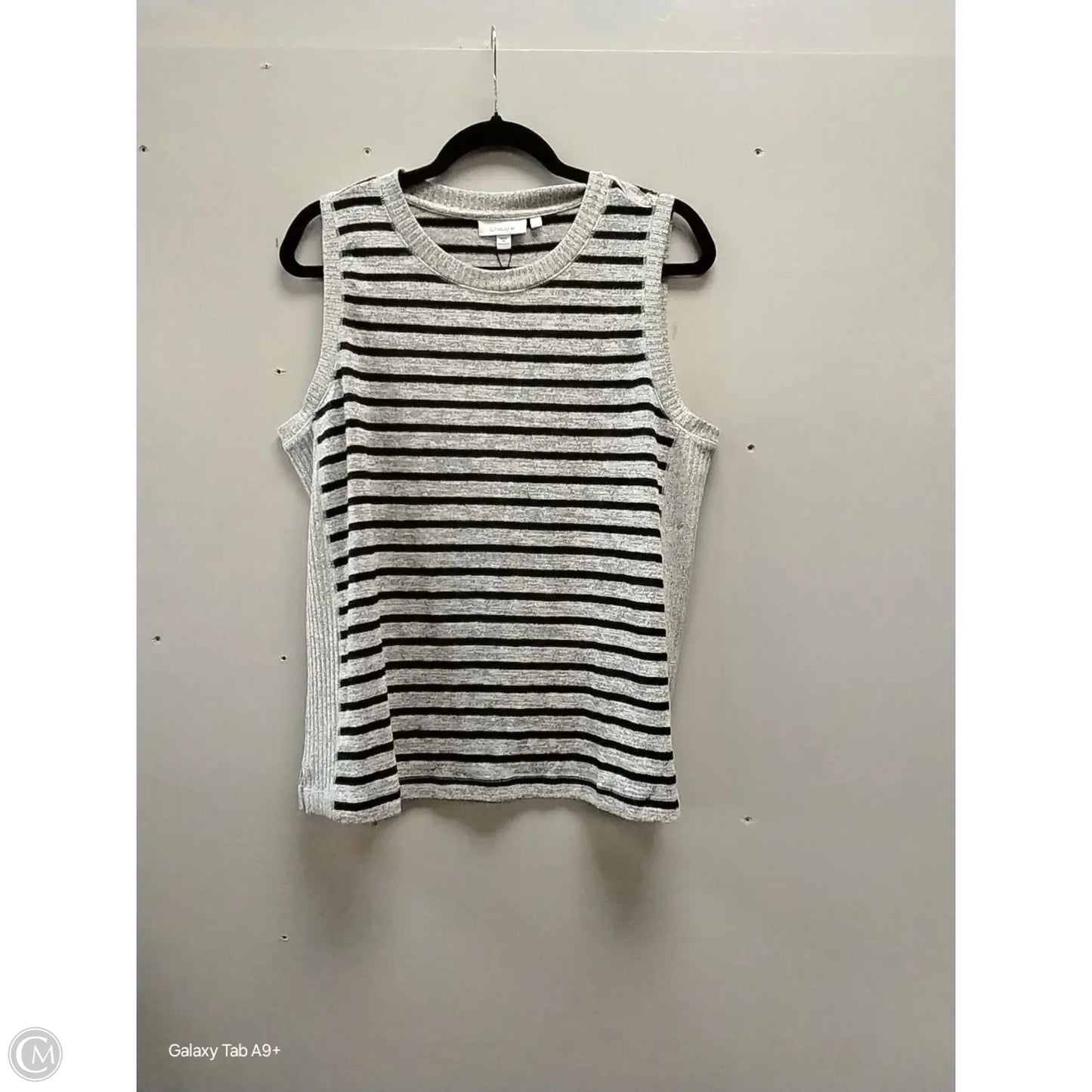 Sweater Short Sleeve By Chicos In Striped Pattern, Size: L
