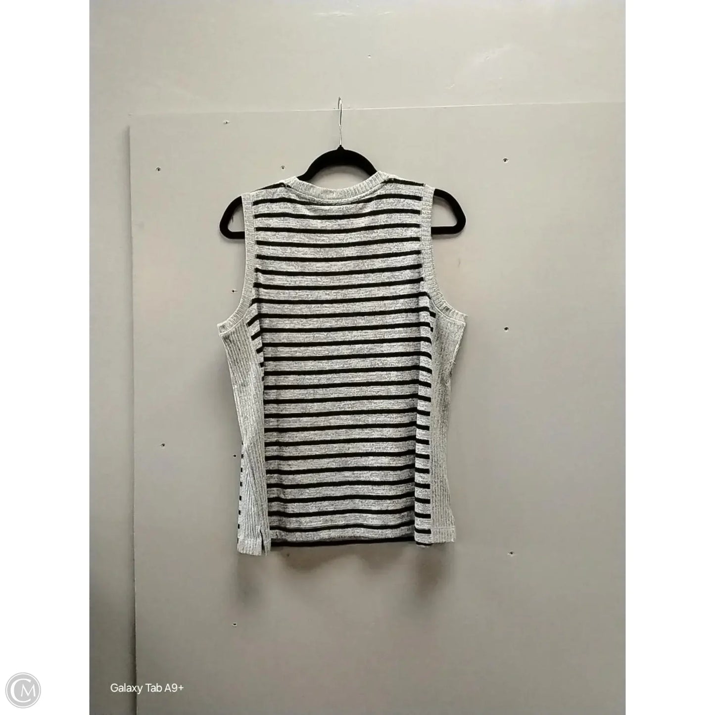 Sweater Short Sleeve By Chicos In Striped Pattern, Size: L