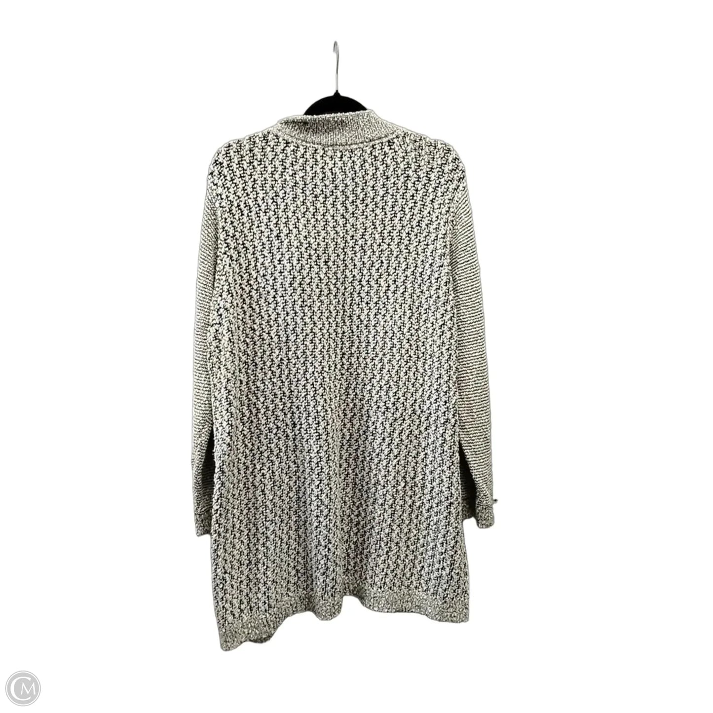 Sweater Cardigan By Skies Are Blue In Black & Cream, Size: 2x