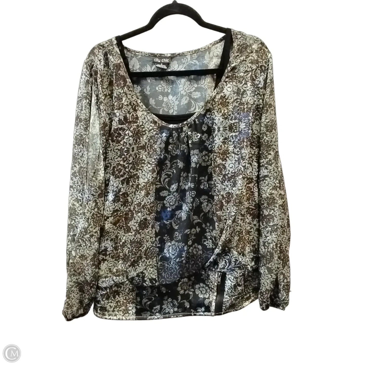 Top Long Sleeve By City Chic In Floral Print, Size: S