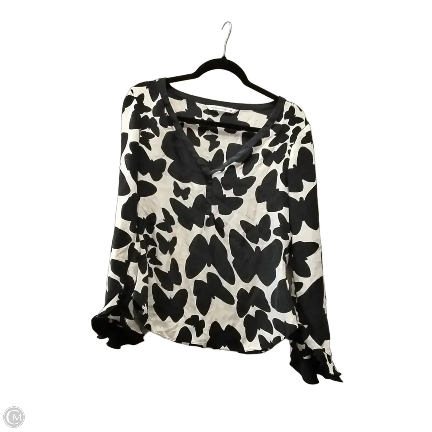 Top Long Sleeve Designer By Diane Von Furstenberg In Black & White, Size: S