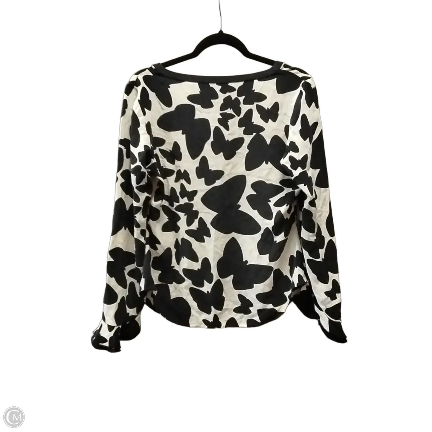 Top Long Sleeve Designer By Diane Von Furstenberg In Black & White, Size: S