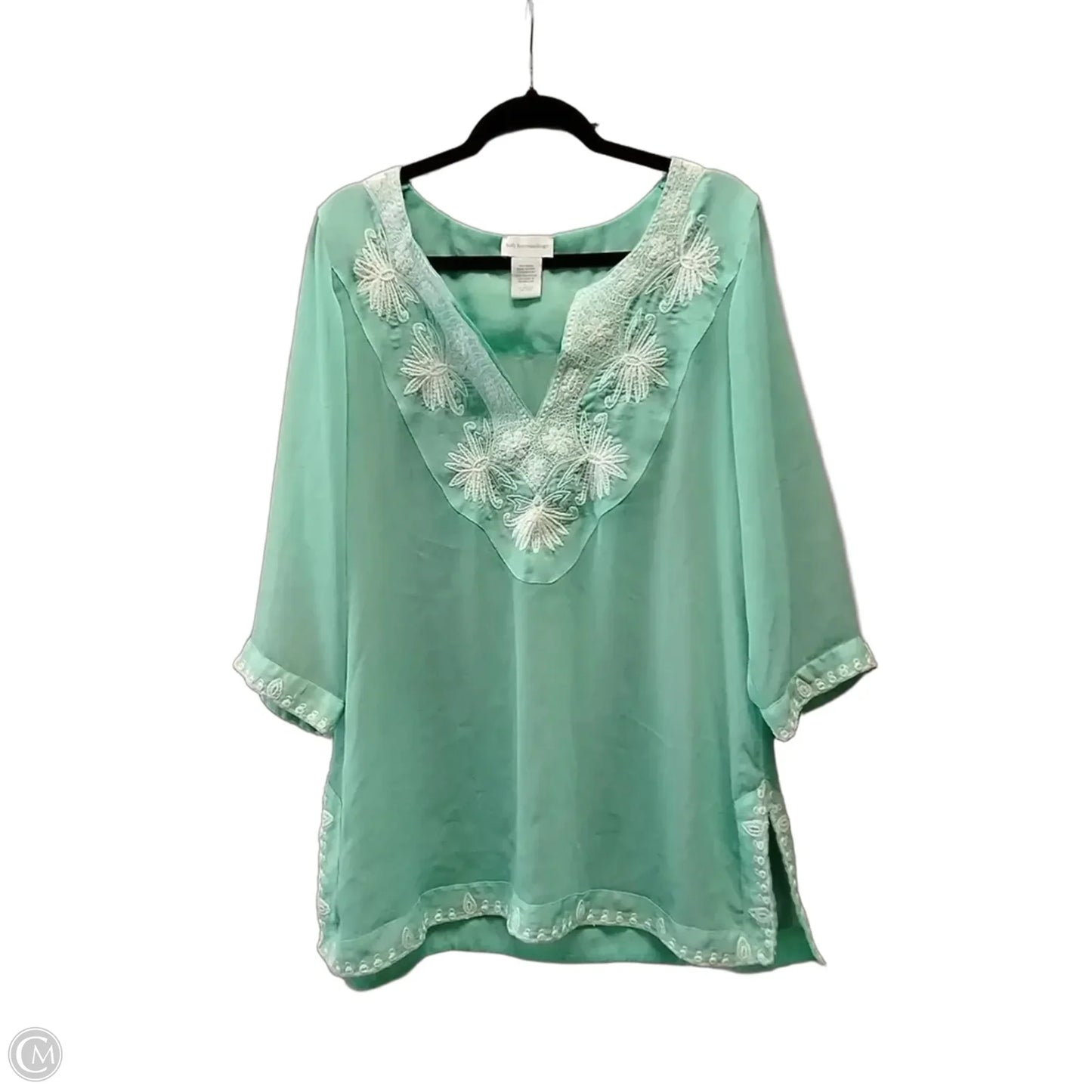 Top 3/4 Sleeve By Soft Surroundings In Teal, Size: L