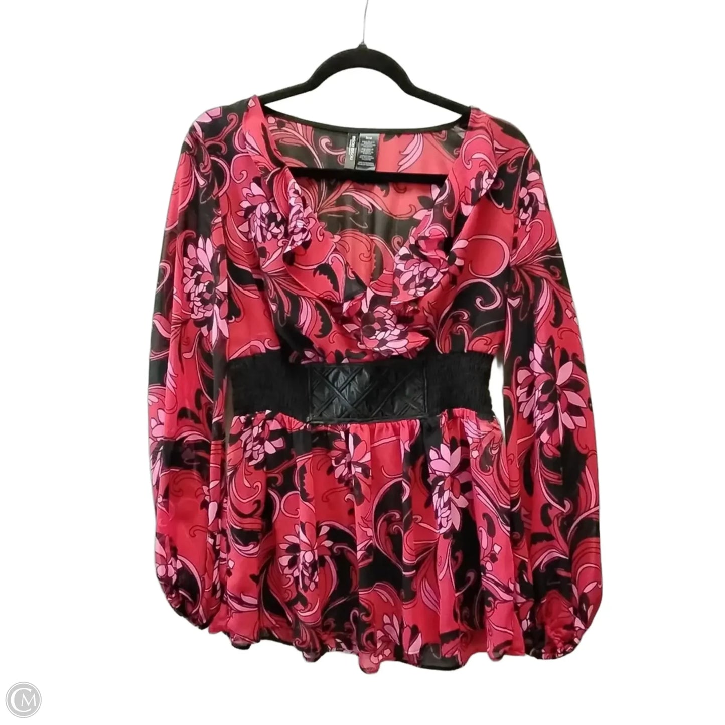 Top Long Sleeve By Bisou Bisou In Pink & Red, Size: M