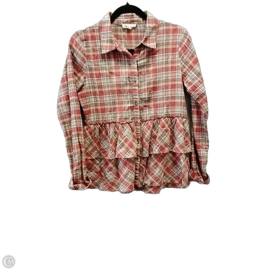 Top Long Sleeve By Hem & Thread In Plaid Pattern, Size: S