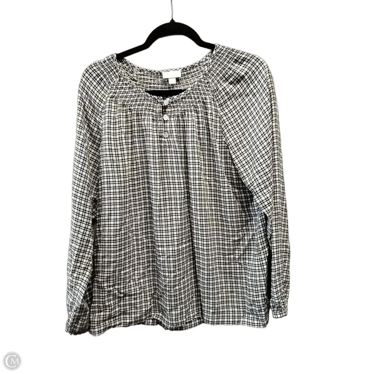 Blouse Long Sleeve By J. Jill In Plaid Pattern, Size: M
