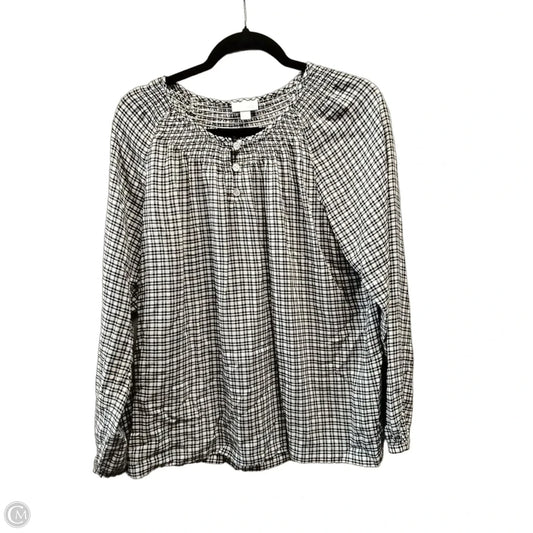 Blouse Long Sleeve By J. Jill In Plaid Pattern, Size: M