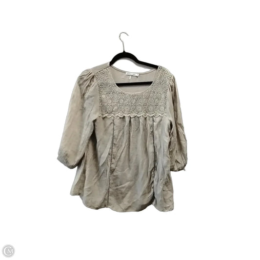 Blouse Long Sleeve By Figuero & Flower In Beige, Size: S