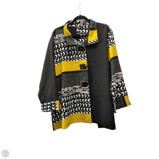 Blouse Long Sleeve By Ali Miles In Black & Yellow, Size: 3x