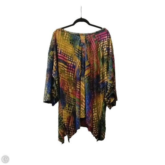 Blouse Long Sleeve By Calessa In Rainbow Print, Size: 1x