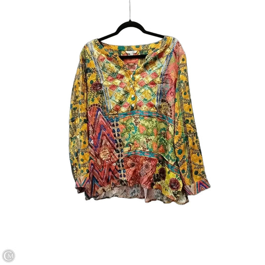 Blouse Long Sleeve By John Mark In Multi-colored, Size: 2x