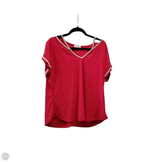 Blouse Short Sleeve By 89th And Madison In Red & Silver, Size: Xl